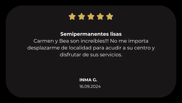 Testimonio real en booksy Inma