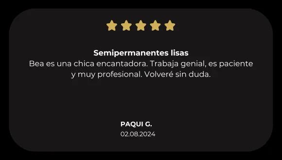 Testimonio real en booksy Paqui